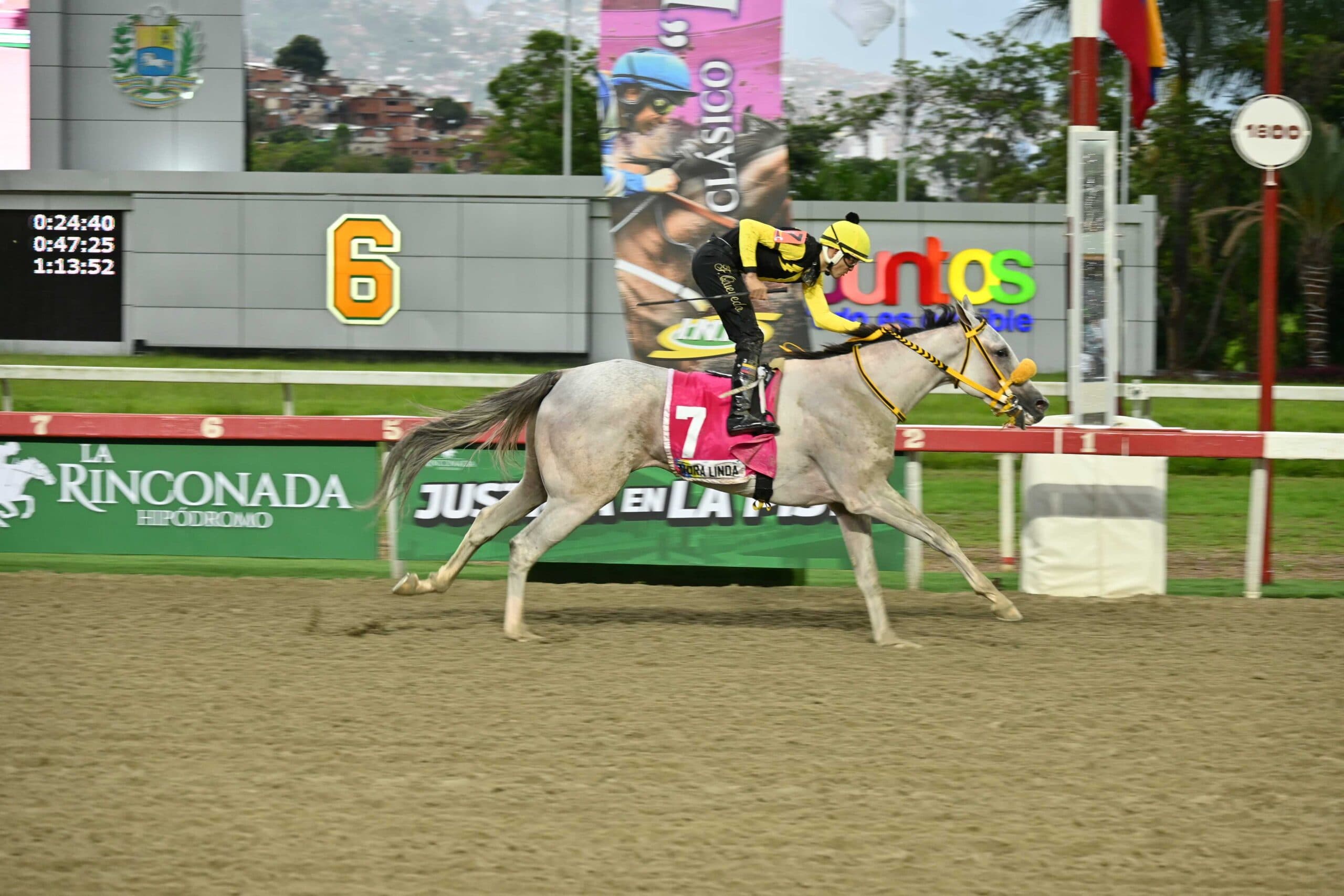 Carrera hípica en el Hipódromo La Rinconada